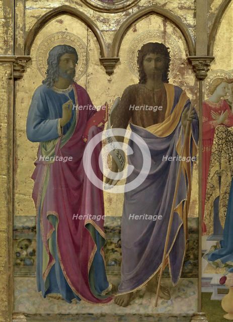 Saints John the Baptist and John the Evangelist. Cortona Polyptych, ca 1437. Creator: Angelico, Fra Giovanni, da Fiesole (ca. 1400-1455).