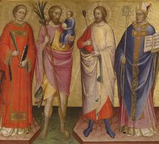 Saints Lawrence, Christopher, Sebastian, and a Bishop Saint, 1420-1430. Creator: Mariotto di Nardo