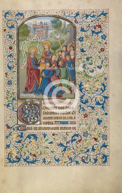 Saints Peter and John Baptizing the Samarians; Arenberg Hours, early 1460s. Creator: Willem Vrelant.