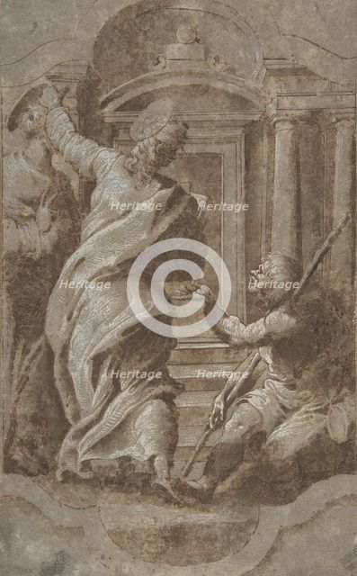 Saints Peter and John Healing a Cripple at the Gate of the Temple, 1501-47. Creator: Perino del Vaga.