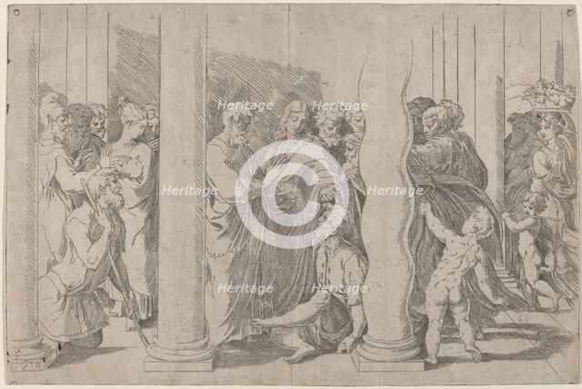 Saints Peter and John Healing the Lame Man at the Golden Gate, c. 1527/1530. Creator: Parmigianino.