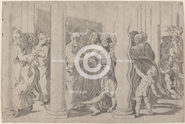 Saints Peter and John Healing the Lame Man at the Golden Gate, c. 1527/1530. Creator: Parmigianino.
