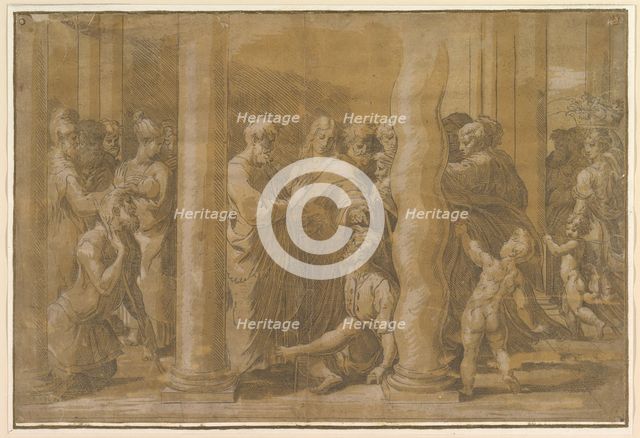 Saints Peter and John healing the Sick, early 16th century. Creator: Parmigianino.