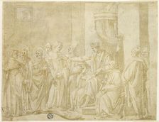Saints Peter and Paul Disputing with Simon Magus before Nero (recto); Five Scenes from the Story..., Creator: Andrea Boscoli