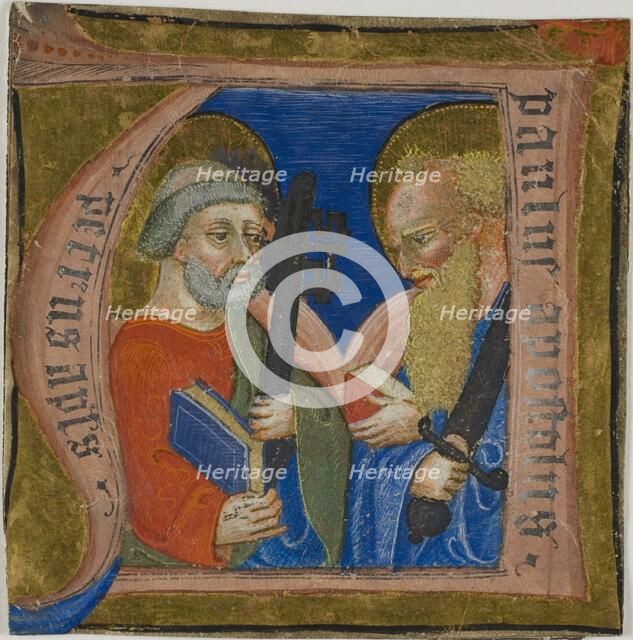 Saints Peter and Paul in a Historiated Initial "N" from a Choirbook, 1375/99. Creator: Unknown.