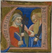 Saints Peter and Paul in a Historiated Initial "N" from a Choirbook, 1375/99. Creator: Unknown