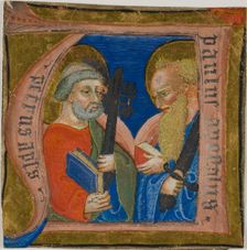 Saints Peter and Paul in a Historiated Initial "N" from a Choirbook, 1375/99. Creator: Unknown
