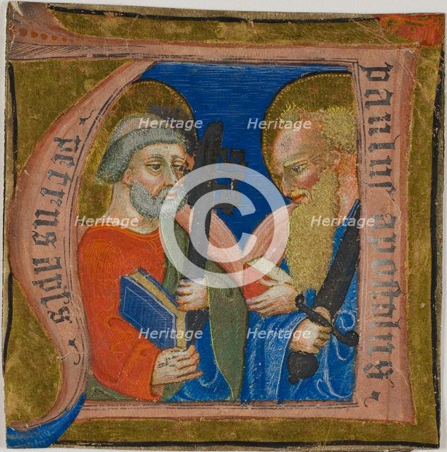 Saints Peter and Paul in a Historiated Initial "N" from a Choirbook, 1375/99. Creator: Unknown.