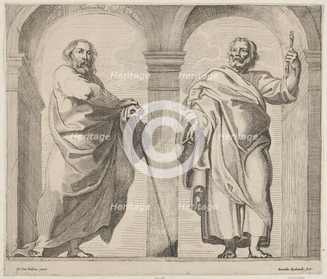 Saints Peter and Paul in a vestibule, ca. 1630-80., ca. 1630-80. Creator: Remoldus Eynhoudts.