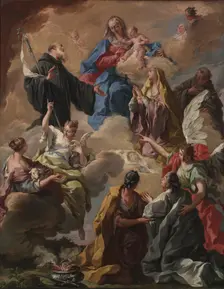 Saints Presenting a Devout Woman to the Virgin and Child, 1720s. Creator: Giovanni Battista Pittoni (Italian, 1687-1767)