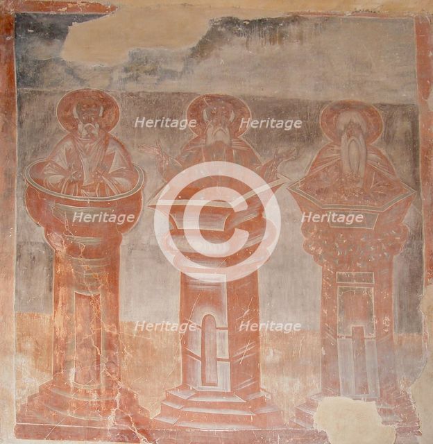 Saints Simeon Stylites the Elder, Simeon Stylites the Younger and Alypius the Stylite, 1378. Artist: Theophanes the Greek (ca. 1340-ca. 1410)