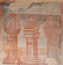 Saints Simeon Stylites the Elder, Simeon Stylites the Younger and Alypius the Stylite, 1378. Artist: Theophanes the Greek (ca. 1340-ca. 1410)