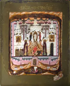 Saints Zosima and Savvatiy of Solovki, early 17th century. Creator: Russian icon