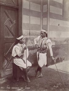 Sais coureurs au Caire, 1870s. Creator: Felix Bonfils