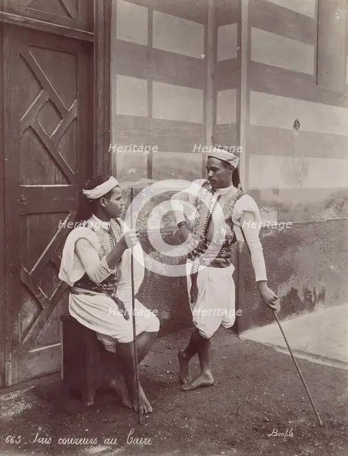 Sais coureurs au Caire, 1870s. Creator: Felix Bonfils.