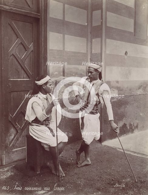Sais coureurs au Caire, 1870s. Creator: Felix Bonfils.