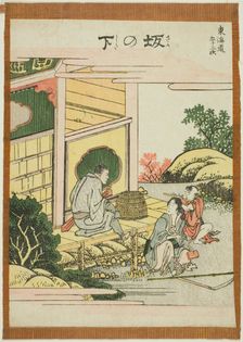 Sakanoshita, from the series "Fifty-three Stations of the Tokaido (Tokaido gojusan..., Japan, c1806. Creator: Hokusai