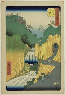 Sakanoshita: Kannon in the Cave (Sakanoshita, Gankutsu no Kannon), no. 49 from the series ..., 1855. Creator: Ando Hiroshige