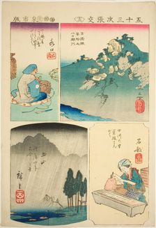 Sakanoshita, Minakuchi, Tsuchiyama, and Ishibe, no. 13 from the series "Cutouts for the..., 1852. Creator: Ando Hiroshige
