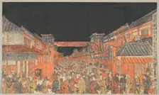 Sakaicho Fukiyacho Kaomise Yoshibai no Zu, ca. 1780. Creator: Utagawa Toyoharu