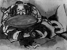 Sakata Kintoki Drinking Sake Wine, 18th-19th century. Creator: Hokusai