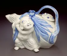 Sake Vessel in the Form of Hotei with His Bag, 19th century. Creator: Unknown