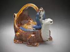 Sake Vessel in the Form of Urashima Taro on the Long-tailed Turtle, 19th century. Creator: Unknown
