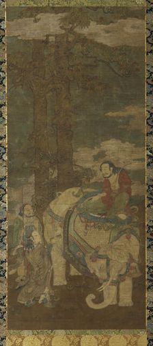 Sakyamuni on an Elephant, 16th-17th century. Creator: Unknown
