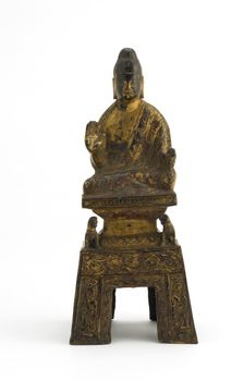 Sakyamuni Buddha seated on a lion throne, Period of Division, ca. 480. Creator: Unknown
