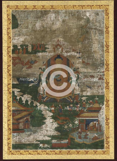 Sakyamuni enthroned; and biographical scenes, 18th century. Creator: Unknown.