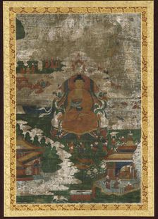 Sakyamuni enthroned; and biographical scenes, 18th century. Creator: Unknown