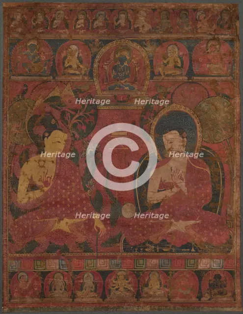 Sakyamuni with a Disciple Thangka, 14th century. Creator: Unknown.