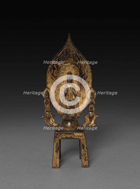 Sakyamuni with Two Attendants, 7th Century. Creator: Unknown.