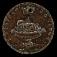 Salamander in Flames [reverse], probably 1515/1518. Creator: Giovanni Maria Pomedelli