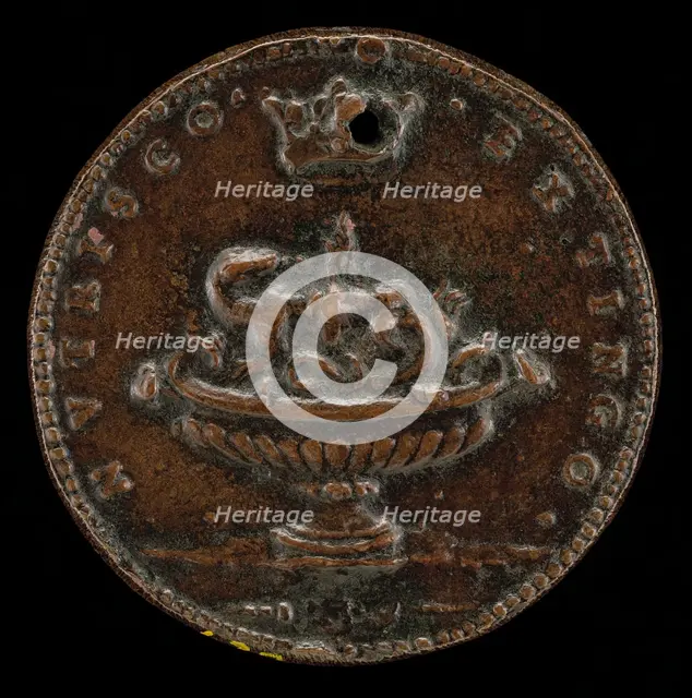 Salamander in Flames [reverse], probably 1515/1518. Creator: Giovanni Maria Pomedelli.