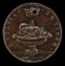 Salamander in Flames [reverse], probably 1515/1518. Creator: Giovanni Maria Pomedelli