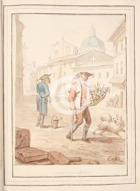 Salad and Olives of Rome, leaf from 'A Collection of Dresses by David Allan Mostly from Nature',1776 Creator: David Allan.