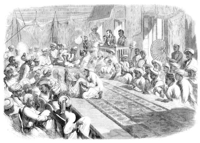 Sale at Calcutta of valuable government presents and Lucknow jewels, 1860. Creator: Unknown.