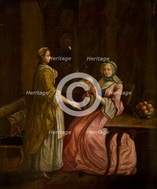 Sale of a Bonnet, 18th century. Creator: Unknown.