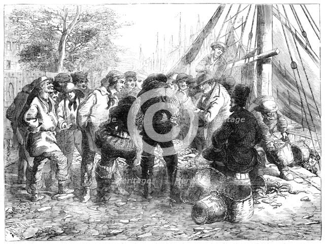 Sale of Herrings, on the Quay, Great Yarmouth, 1856.  Creator: Walter Ray Woods.