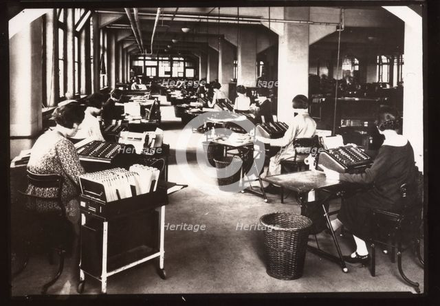 Sales Accounting Department, Rowntree factory, York, Yorkshire, 1924. Artist: Unknown
