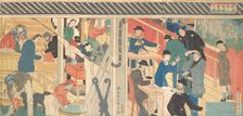 Sales Room at the Foreign Trade Building in Yokohama, 1861. Creator: Sadahide Utagawa