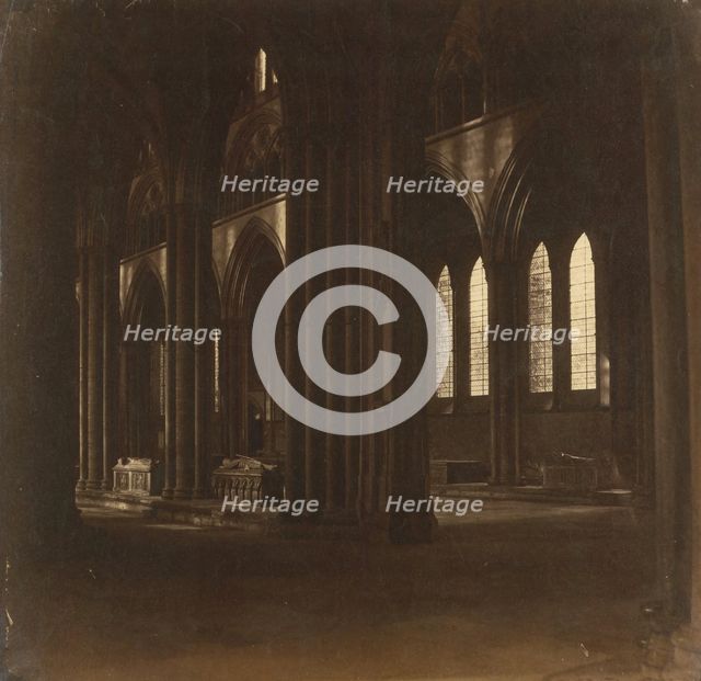 Salisbury Cathedral - The Nave, from the South Transept, 1858. Creator: Roger Fenton.