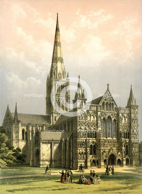 Salisbury Cathedral, Wiltshire, c1870. Artist: WL Walton