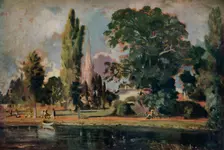 Salisbury Cathedral and Leadenhall from the River Avon 1820. Artist: John Constable