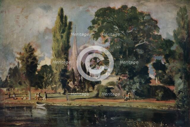 'Salisbury Cathedral and Leadenhall from the River Avon', 1820. Artist: John Constable.