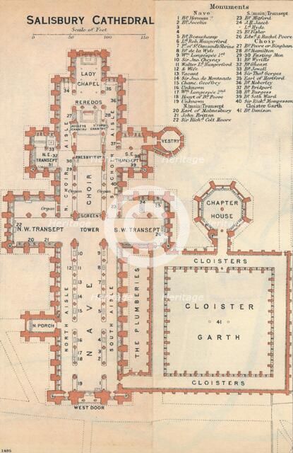 'Salisbury Cathedral', c20th Century. Artist: John Bartholomew.
