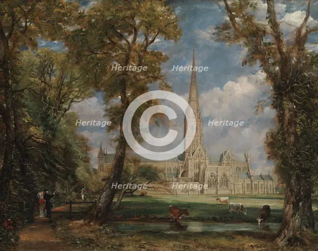 Salisbury Cathedral from the Bishop's Grounds, ca. 1825. Creator: John Constable.