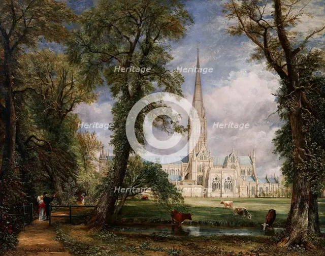 Salisbury Cathedral from the Bishop's Garden, 1826. Artist: Constable, John (1776-1837)