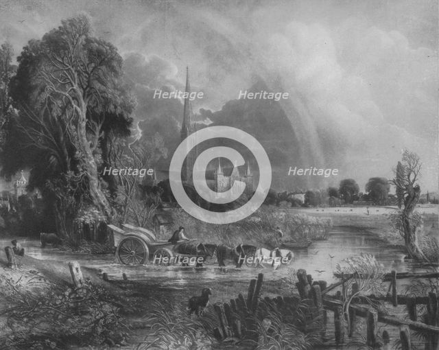 'Salisbury Cathedral from the Meadows', 1831, (1917). Artist: Unknown.